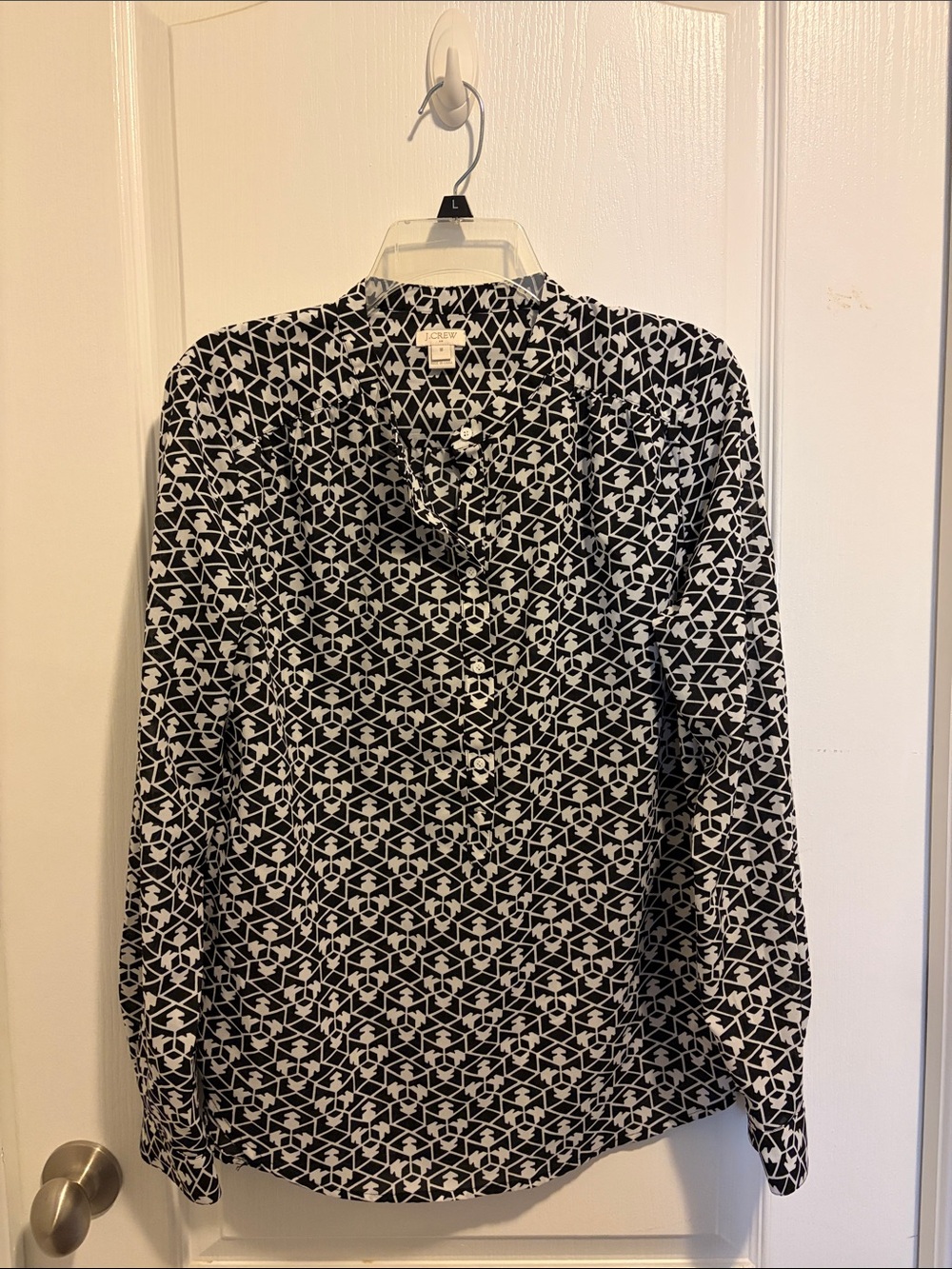 J. Crew Factory Black and White Geometric Button-Down Shirt